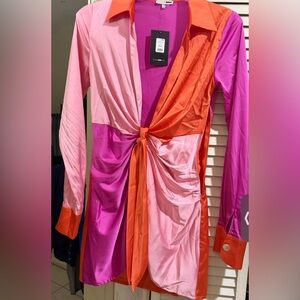 Colorblock Pink and Orange Dress